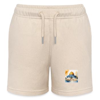 Iconic Dome of the Rock Watercolour Art - Kids Organic Sweat Shorts by Stanley/Stella - soft Ecru - Front