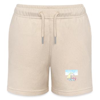 Watercolour Sailboat Illustration - Nautical Theme - Kids Organic Sweat Shorts by Stanley/Stella - soft Ecru - Front