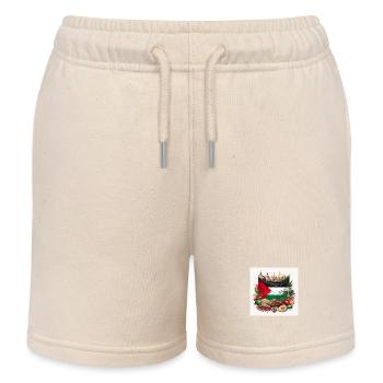 Palestinian Heritage Flag Art - Kids Organic Sweat Shorts by Stanley/Stella - soft Ecru - Front