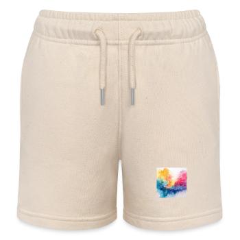 Colourful Abstract Water Art - Kids Organic Sweat Shorts by Stanley/Stella - soft Ecru - Front