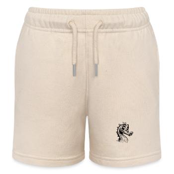Croquis de l’insigne de crayon rugueux de l’hippocampe pour enfants - Short de jogging enfant bio Stanley/Stella - écru doux - Devant