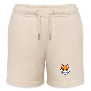 Adorable Cartoon Fox Portrait - Kids Organic Sweat Shorts by Stanley/Stella - soft Ecru - Front