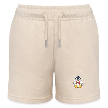 Pingouin charmant avec nœud papillon rouge - Short de jogging enfant bio Stanley/Stella - écru doux - Devant