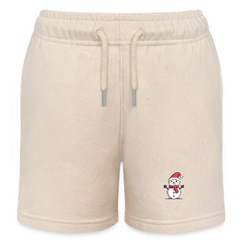 Schneemann mit Weihnachtsmütze - Kinder Organic Joggingshorts Mini Bolter von Stanley/Stella - Natur - Vorne
