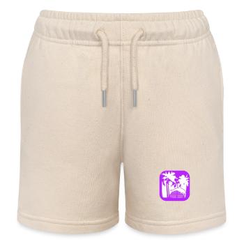 Delfin Springt Linien Sonne Palmen Cool Silhouette - Kinder Organic Joggingshorts Mini Bolter von Stanley/Stella - Natur - Vorne