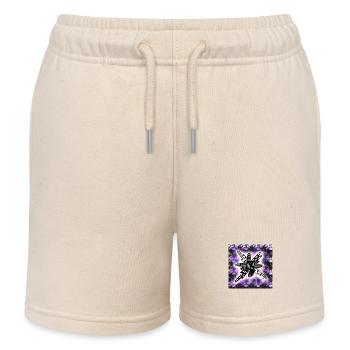 Kreativ gemusterter Klecks auf schwarz-violett - Kinder Organic Joggingshorts Mini Bolter von Stanley/Stella - Natur - Vorne