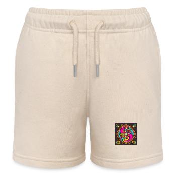 Psychedelisches Sonnendesign in leuchtenden Farben - Kinder Organic Joggingshorts Mini Bolter von Stanley/Stella - Natur - Vorne