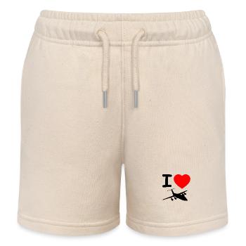 Airplane - Kids Organic Sweat Shorts by Stanley/Stella - soft Ecru - Front