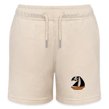 Gemaltes Piratenschiff Kinder Motiv Zeichnung Cool - Kinder Organic Joggingshorts Mini Bolter von Stanley/Stella - Natur - Vorne