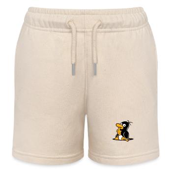 Penguin Eats Fish Caught Hole Bottom Hunger Cool - Kids Organic Sweat Shorts by Stanley/Stella - soft Ecru - Front