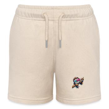Sloth Sunglasses - Kids Organic Sweat Shorts by Stanley/Stella - soft Ecru - Front