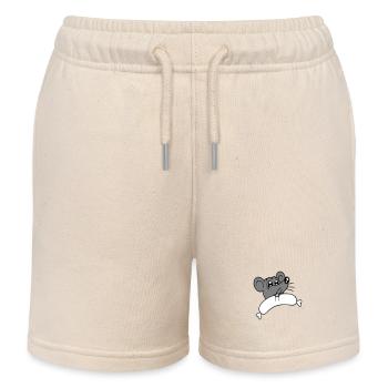 Mouse big sausage eating hunger sausage grilling - Kids Organic Sweat Shorts by Stanley/Stella - soft Ecru - Front