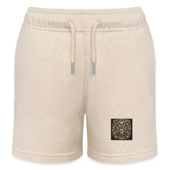 Steampunk Chrono Owl Warden - Kids Organic Sweat Shorts by Stanley/Stella - soft Ecru - Front
