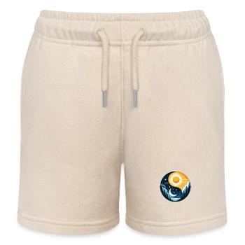 Yin Yang Soleil et Lune - Short de jogging enfant bio Stanley/Stella - écru doux - Devant