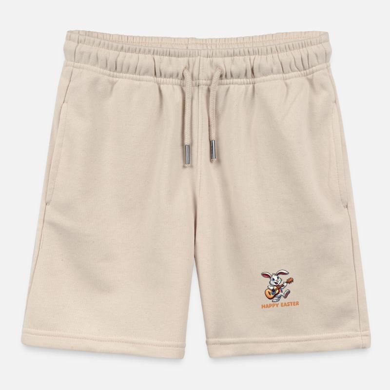 Bunny Guitar Happy Easter Kids Organic Sweat Shorts by Stanley/Stella