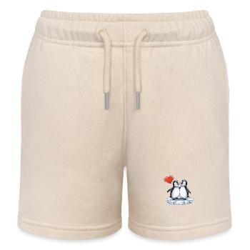Comic-Stil Pinguin In Verliebt Paar Verliebt - Kinder Organic Joggingshorts Mini Bolter von Stanley/Stella - Natur - Vorne