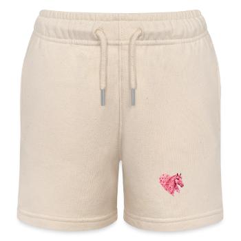Pferdekopf Herz mit Herzen - Kinder Organic Joggingshorts Mini Bolter von Stanley/Stella - Natur - Vorne