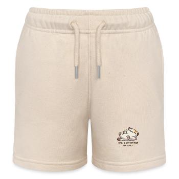 Meow – No Time for Drama Cat Design - Kids Organic Sweat Shorts by Stanley/Stella - soft Ecru - Front