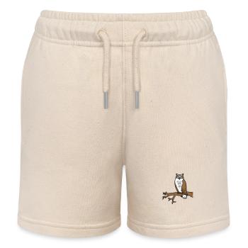 Eule Vogel Uhu Ast Baum Wald Schleiereule Kauz süß - Kinder Organic Joggingshorts Mini Bolter von Stanley/Stella - Natur - Vorne