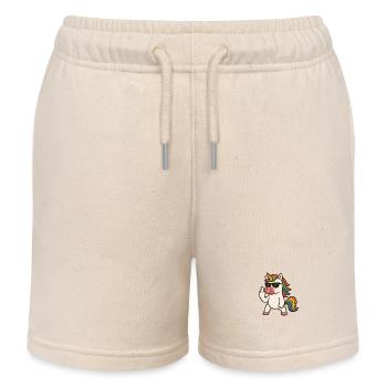 Middle finger unicorn - Kids Organic Sweat Shorts by Stanley/Stella - soft Ecru - Front