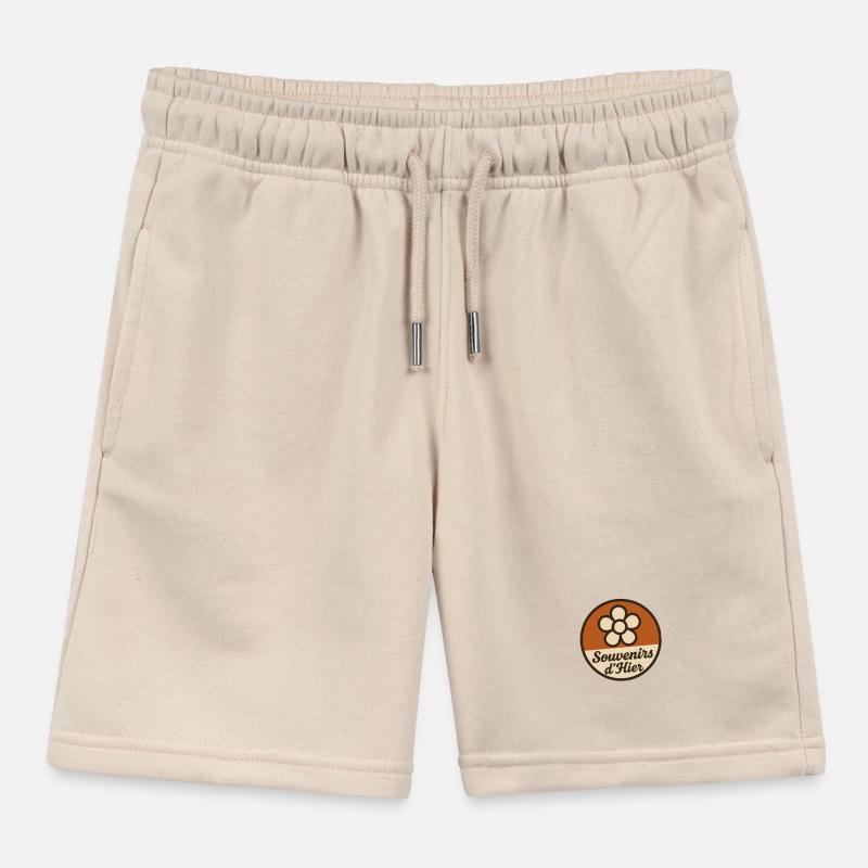 70s style badge (floral pattern) Kids Organic Sweat Shorts by Stanley/Stella