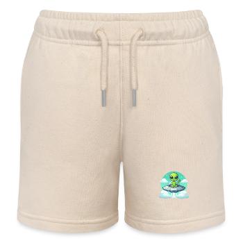 Alien Shows Peace - Kids Organic Sweat Shorts by Stanley/Stella - soft Ecru - Front
