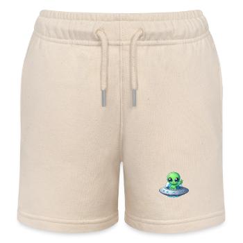 Alien Shows Peace - Kids Organic Sweat Shorts by Stanley/Stella - soft Ecru - Front