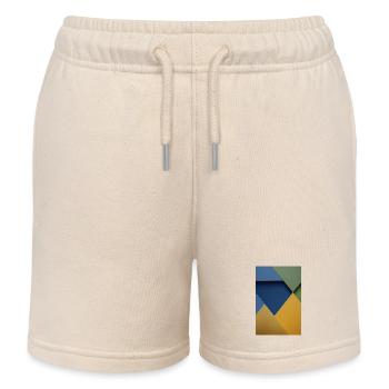 Motif triangulaire coloré - Short de jogging enfant bio Stanley/Stella - écru doux - Devant