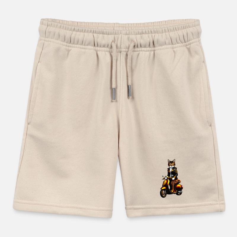 Steampunk Cat Kids Organic Sweat Shorts by Stanley/Stella
