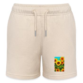 Sonnenblumen - Kinder Organic Joggingshorts Mini Bolter von Stanley/Stella - Natur - Vorne