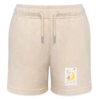 Lune de miel lune de miel fleurs papillons affiche bleu - Short de jogging enfant bio Stanley/Stella - écru doux - Devant