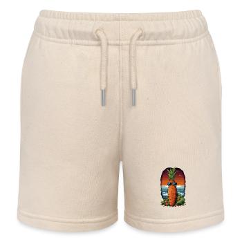 Funky Karotte mit Sonnenbrille Strandgemüse - Kinder Organic Joggingshorts Mini Bolter von Stanley/Stella - Natur - Vorne