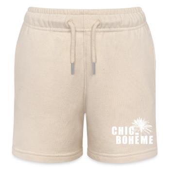 Chic Bohème Bohème Beatnik shabby look usé Palm - Short de jogging enfant bio Stanley/Stella - écru doux - Devant