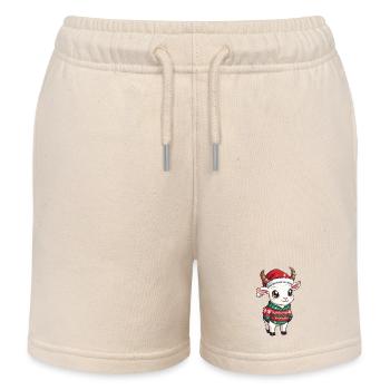 Mountain Goat Christmas - Kids Organic Sweat Shorts by Stanley/Stella - soft Ecru - Front