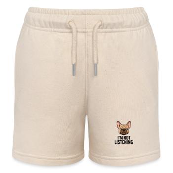 TinyPaws Fun Logo Im not Listening - Kinder Organic Joggingshorts Mini Bolter von Stanley/Stella - Natur - Vorne