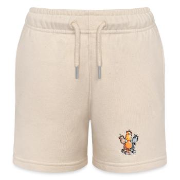 Three Sweet Horses - Kids Organic Sweat Shorts by Stanley/Stella - soft Ecru - Front