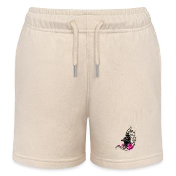 Funny steampunk monkey reads a book - Kids Organic Sweat Shorts by Stanley/Stella - soft Ecru - Front