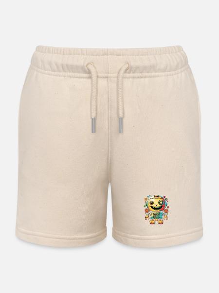 Neon Roboter Pop Getriebe - Kinder Organic Joggingshorts Mini Bolter von Stanley/Stella - Natur