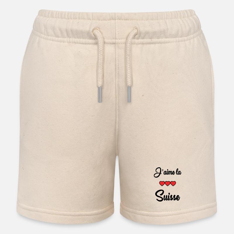 SUISSE. HUMOUR. PAYS. DRAPEAU - Short de jogging enfant bio Stanley/Stella - écru doux