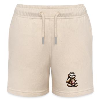 Faultier Popcorn Kino Filmabend - Kinder Organic Joggingshorts Mini Bolter von Stanley/Stella - Natur - Vorne