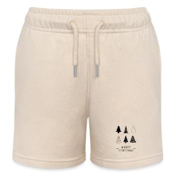 Joyeux Noël | Arbres de Noël Croquis Minimaliste - Short de jogging enfant bio Stanley/Stella - écru doux - Devant