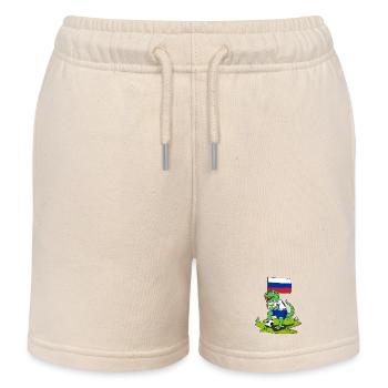 Russland Flagge Dinosaurier Rex Fußball  - Kinder Organic Joggingshorts Mini Bolter von Stanley/Stella - Natur - Vorne
