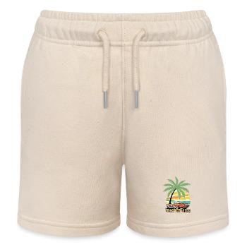 Tropical Skies and Vintage Car - Kids Organic Sweat Shorts by Stanley/Stella - soft Ecru - Front