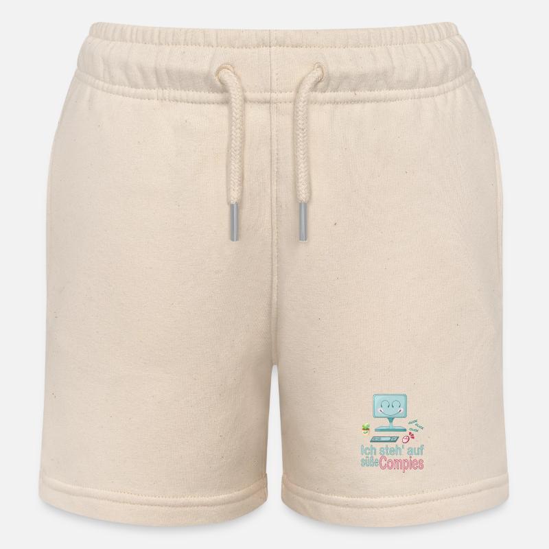 I'm into cute computers - Kids Organic Sweat Shorts by Stanley/Stella - soft Ecru