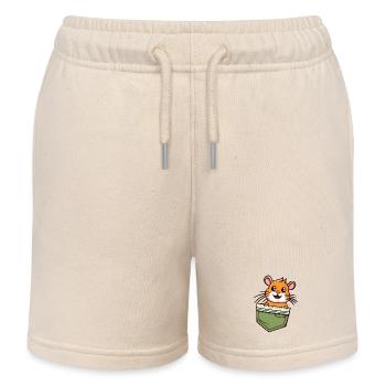 Hamster in der Tasche süßes und lustiges Geschenk - Kinder Organic Joggingshorts Mini Bolter von Stanley/Stella - Natur - Vorne
