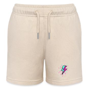 Retro Lightning Bolt Colorful Style - Kids Organic Sweat Shorts by Stanley/Stella - soft Ecru - Front
