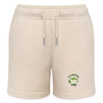 Grüner Tee Matcha Zeit Teetasse Design Frühstück  - Kinder Organic Joggingshorts Mini Bolter von Stanley/Stella - Natur - Vorne