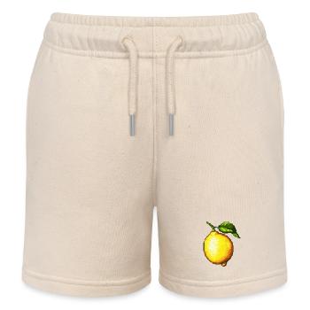 Pixel Lemons Retro Fruit Art - Kids Organic Sweat Shorts by Stanley/Stella - soft Ecru - Front