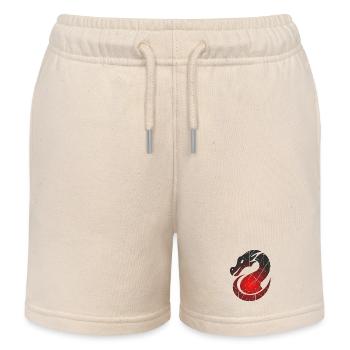 Dragon rouge avec texture fendue - Short de jogging enfant bio Stanley/Stella - écru doux - Devant