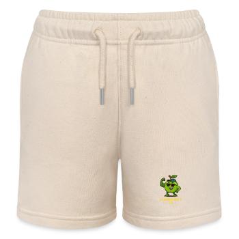 Vitamins Don't Lie Fitness Apple Cartoon - Kids Organic Sweat Shorts by Stanley/Stella - soft Ecru - Front